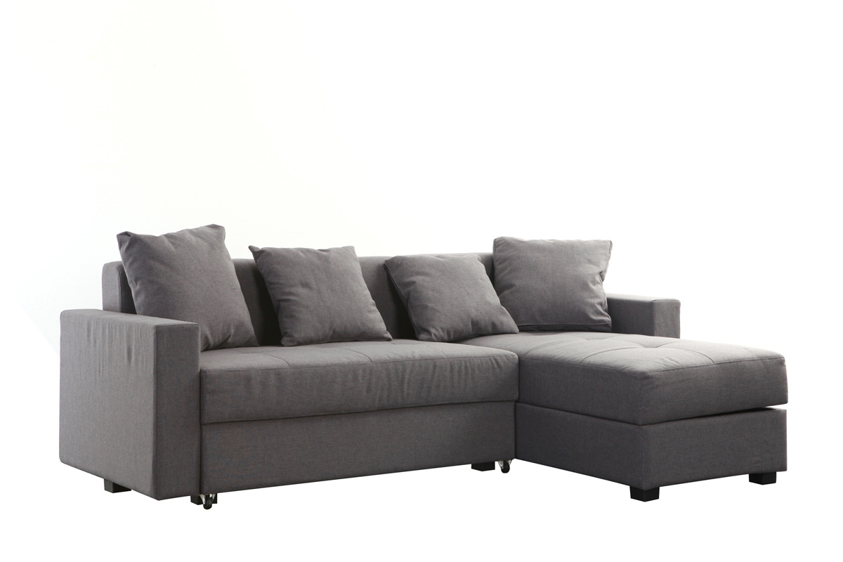 Canap d'angle convertible gris (angle droit) HALVIN
