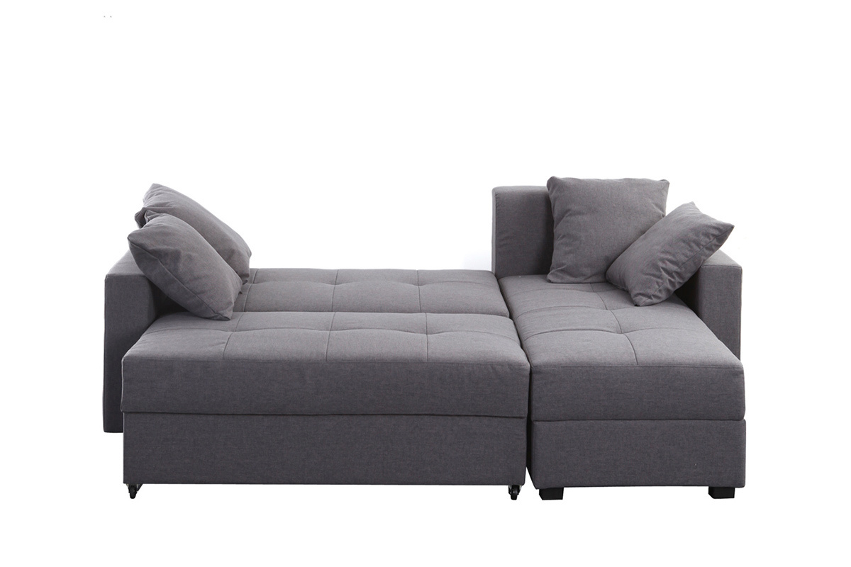 Canap d'angle convertible gris (angle droit) HALVIN