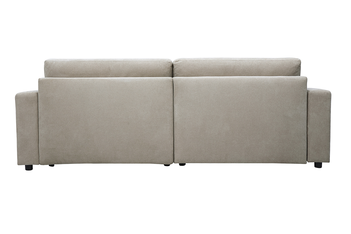 Vue de dos du canap� d'angle convertible r�versible NESTO en tissu chenille beige.