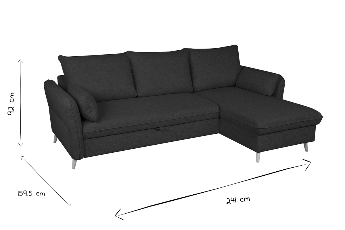 Canapé D'angle 3 Places Convertible Avec Coffre Tissu