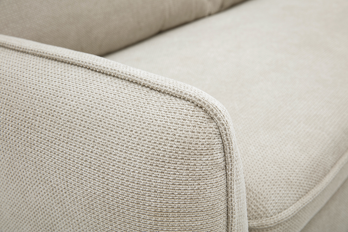 Canap d'angle convertible rversible 3 places beige et bois clair ORSO