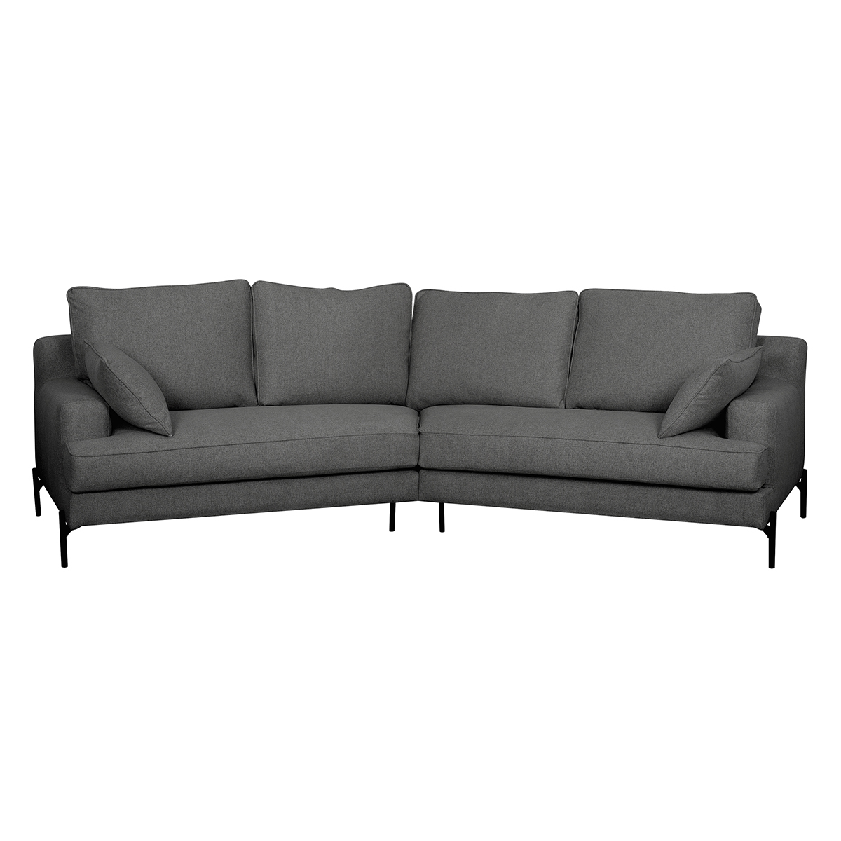 Canapé d'angle design 5 places en tissu gris anthracite et métal noir PUCHKINE vue1
