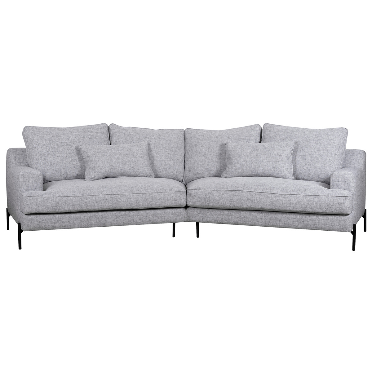 Canapé d'angle design 5 places en tissu gris chiné et métal noir PUCHKINE vue1