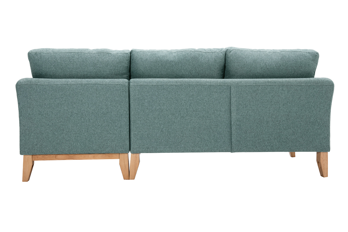 Canap d'angle droit dhoussable scandinave 4 places en tissu vert de gris et bois clair OSLO