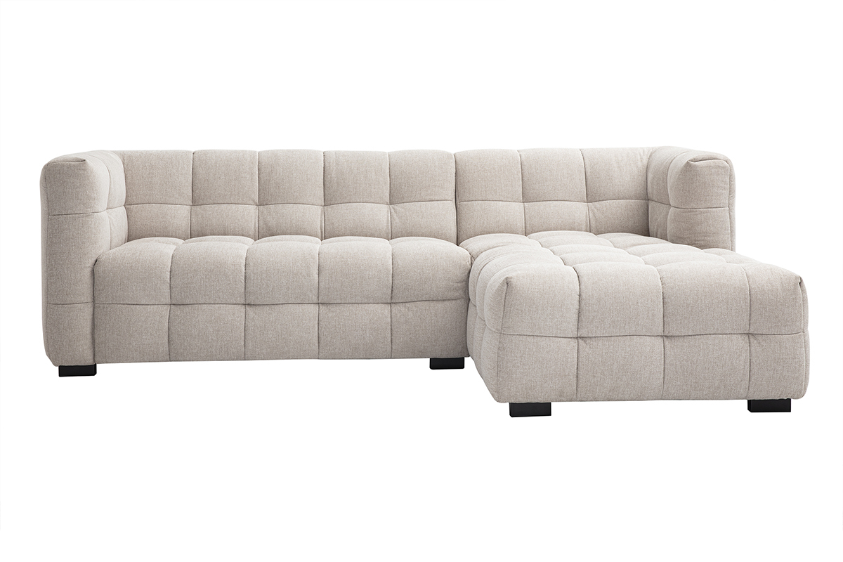 Canap d'angle droit 3 places en tissu velours textur beige CORTO