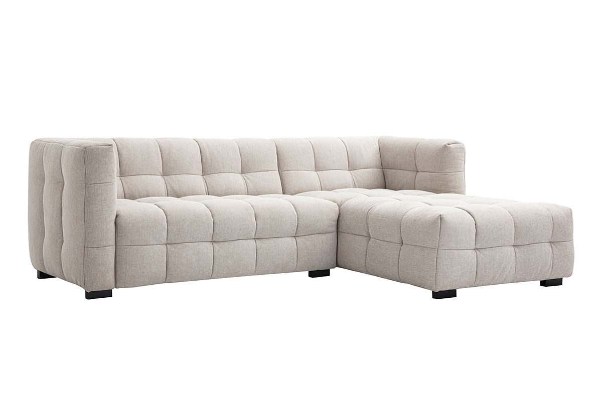 Canap d'angle droit CORTO 3 places en tissu velours textur beige