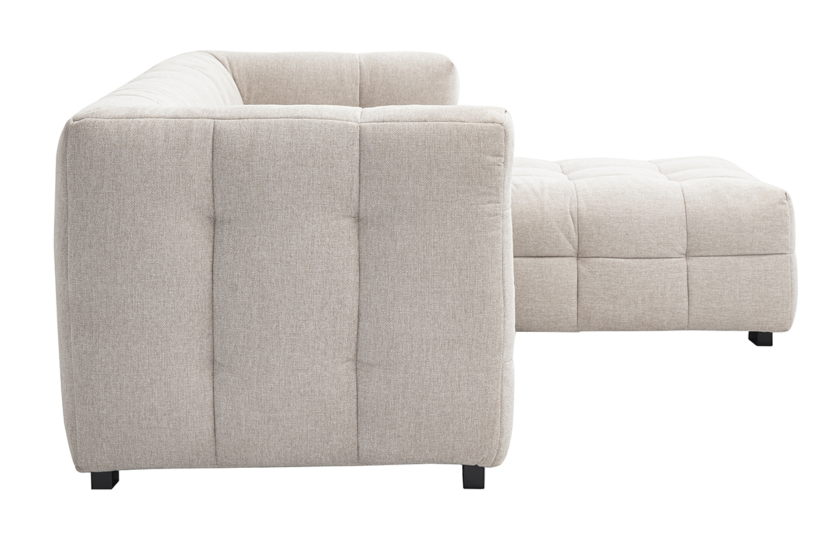 Canap d'angle droit 3 places en tissu effet velours beige