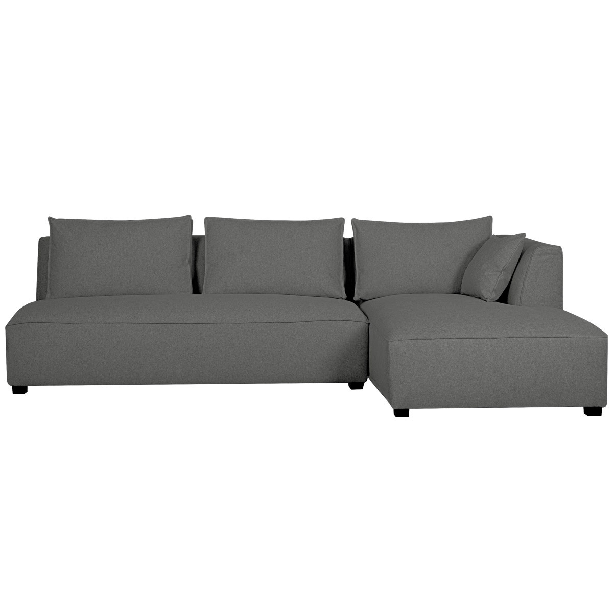 Canapé d'angle droit moderne modulable avec chauffeuse double gris anthracite PLURIEL vue1