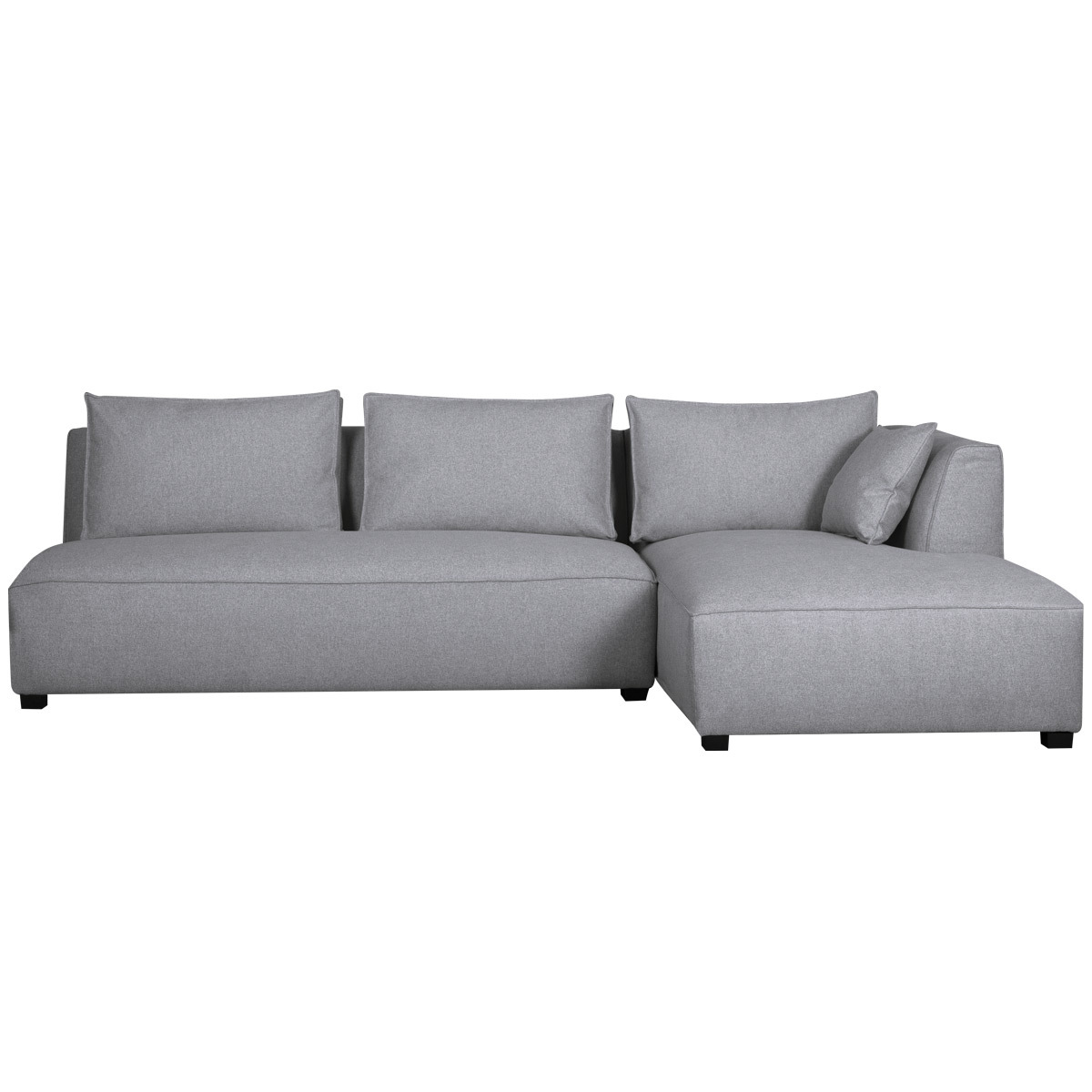 Canapé d'angle droit moderne modulable avec chauffeuse double gris clair PLURIEL vue1