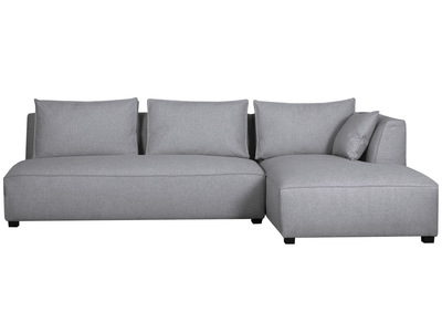 Canapé d'angle droit moderne modulable avec chauffeuse double gris clair PLURIEL
