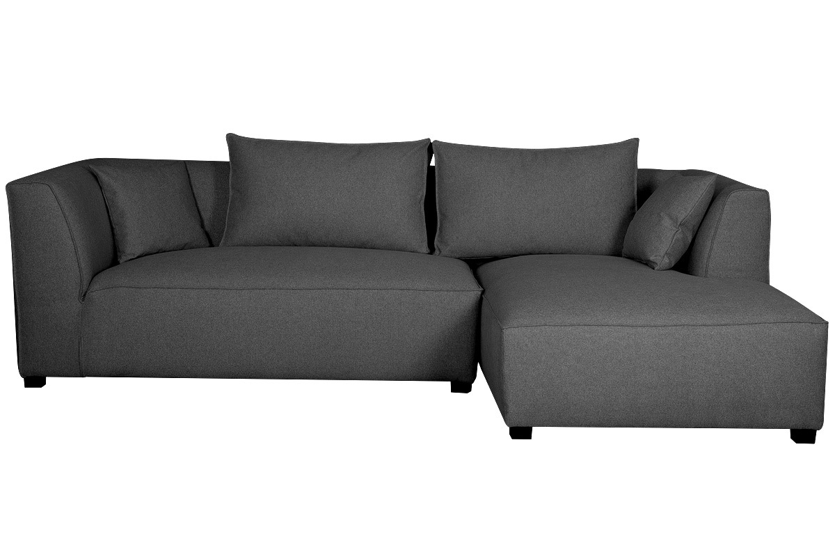 Canap d'angle droit moderne modulable tissu gris anthracite PLURIEL