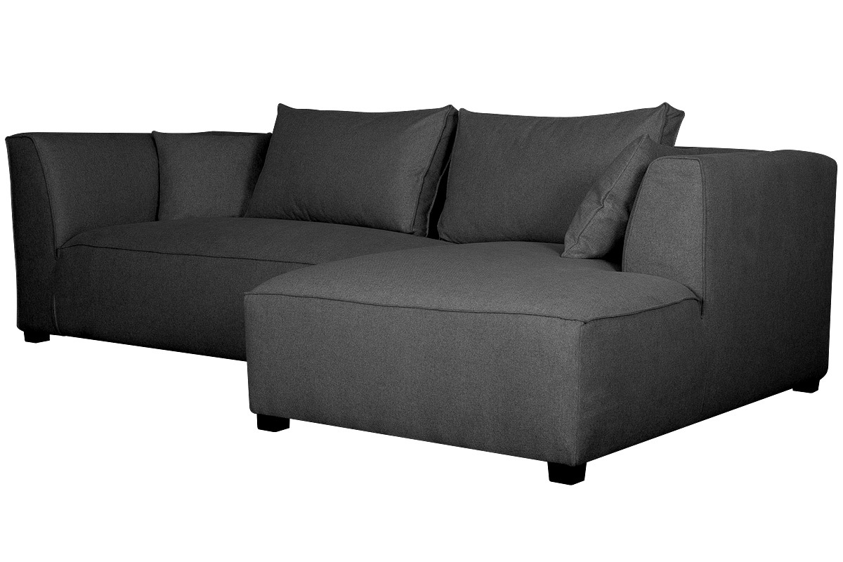 Canap d'angle droit moderne modulable tissu gris anthracite PLURIEL