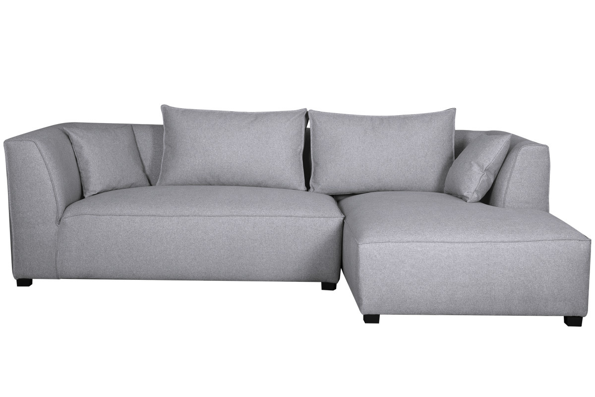 Canap d'angle droit moderne modulable tissu gris clair PLURIEL