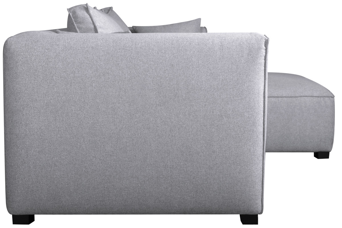 Canap d'angle droit moderne modulable tissu gris clair PLURIEL