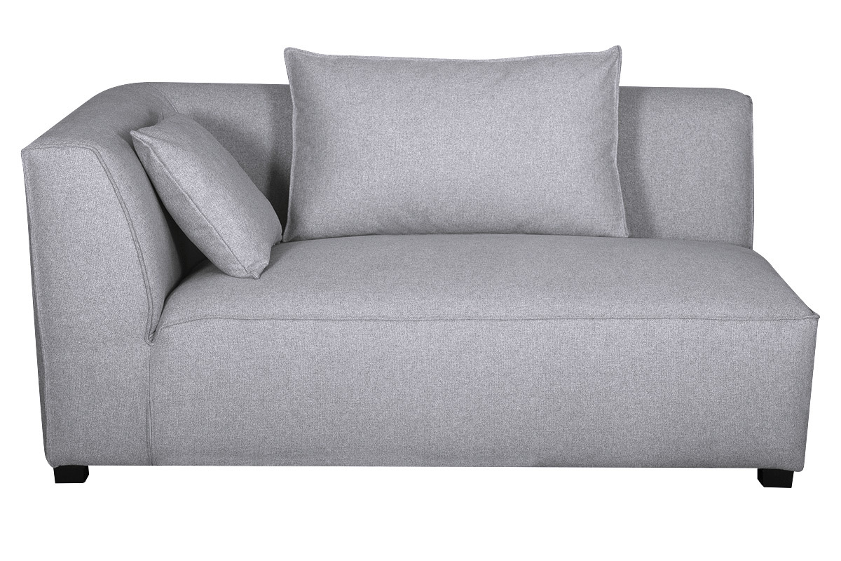 Canap d'angle droit moderne modulable tissu gris clair PLURIEL