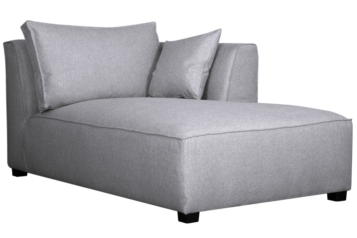 Canap d'angle droit moderne modulable tissu gris clair PLURIEL