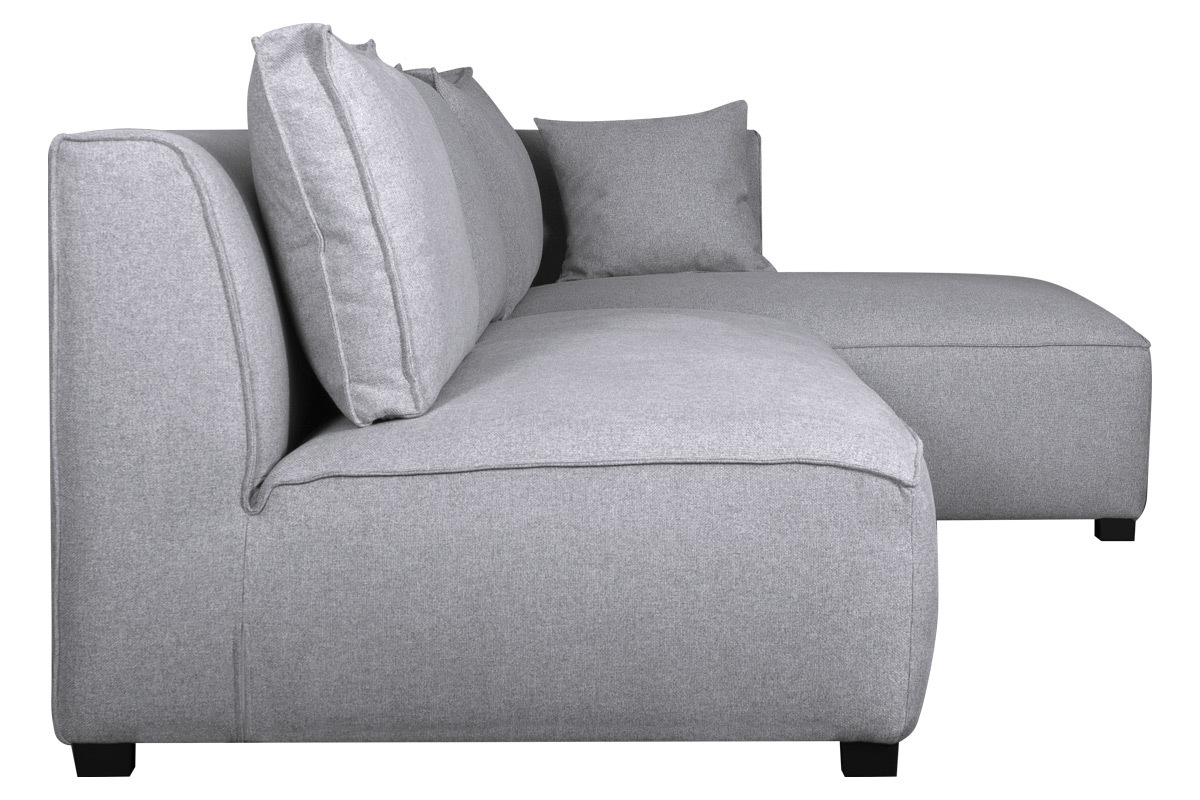 Canap� d'angle droit modulable avec chauffeuse double en tissu gris clair PLURIEL