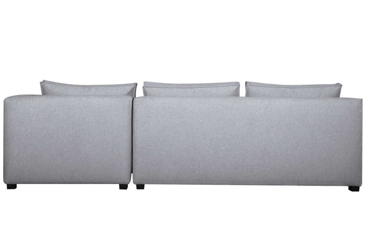 Canap� d'angle droit modulable avec chauffeuse double en tissu gris clair PLURIEL