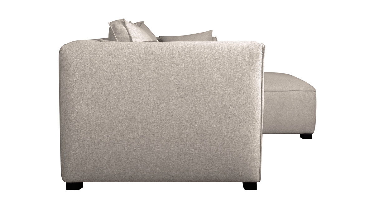 Canapé d'angle droit modulable tissu beige PLURIEL