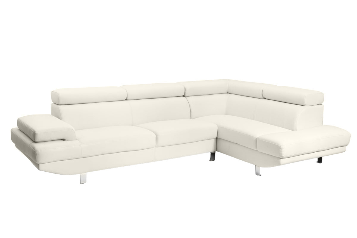 Canap� d'angle en cuir de buffle blanc cass� avec t�ti�res ajustables JENKINS