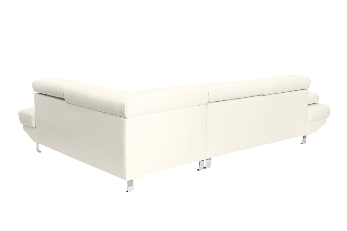 Canap� d'angle en cuir de buffle blanc cass� avec t�ti�res ajustables JENKINS
