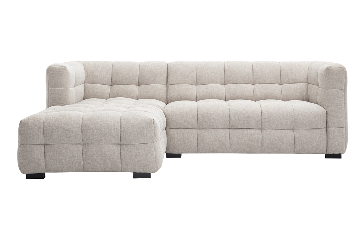 Canap d'angle gauche beige en tissu effet velours textur 3 places