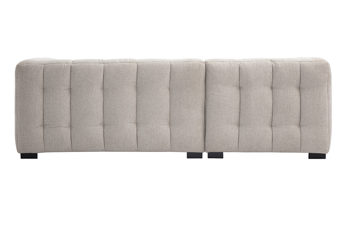 Canap d'angle gauche 3 places beige en tissu effet velours textur CORTO