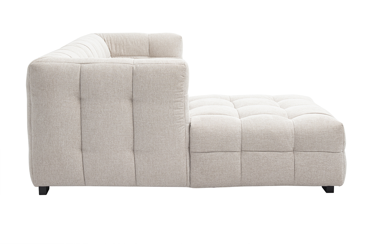 Canap d'angle gauche 3 places en tissu velours beige CORTO