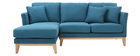 Canapé d'angle gauche scandinave bleu canard déhoussable OSLO