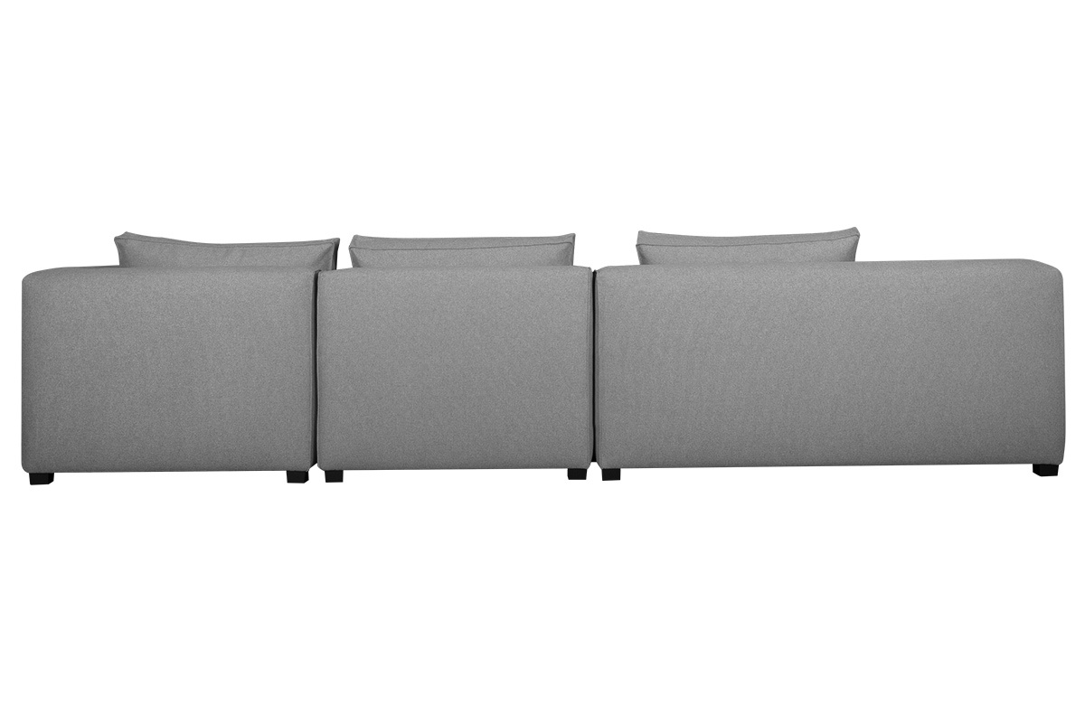 Canap d'angle moderne modulable 4 lments en tissu gris clair PLURIEL
