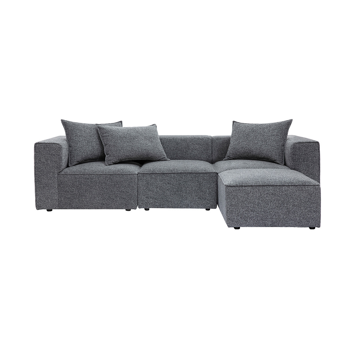 Canapé d'angle modulable 4 places en tissu chiné gris foncé KERRY