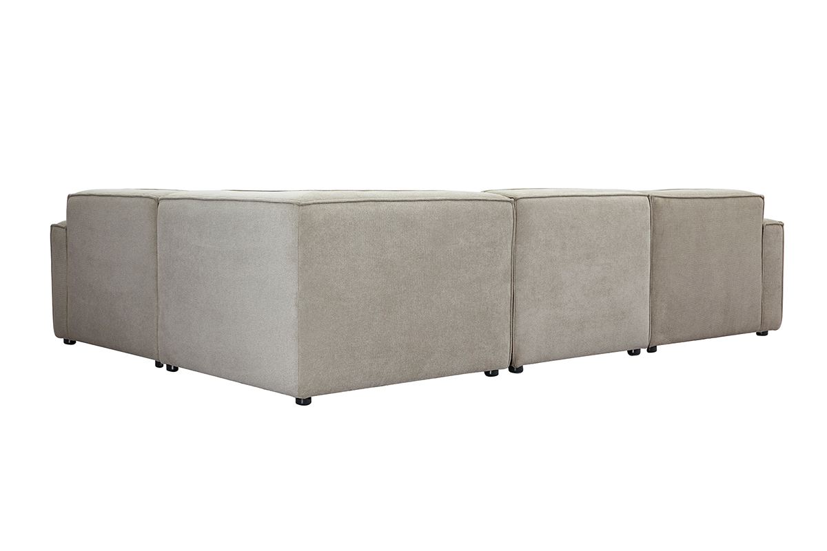 Canap d'angle modulable beige 5 places effet velours textur SPLIT