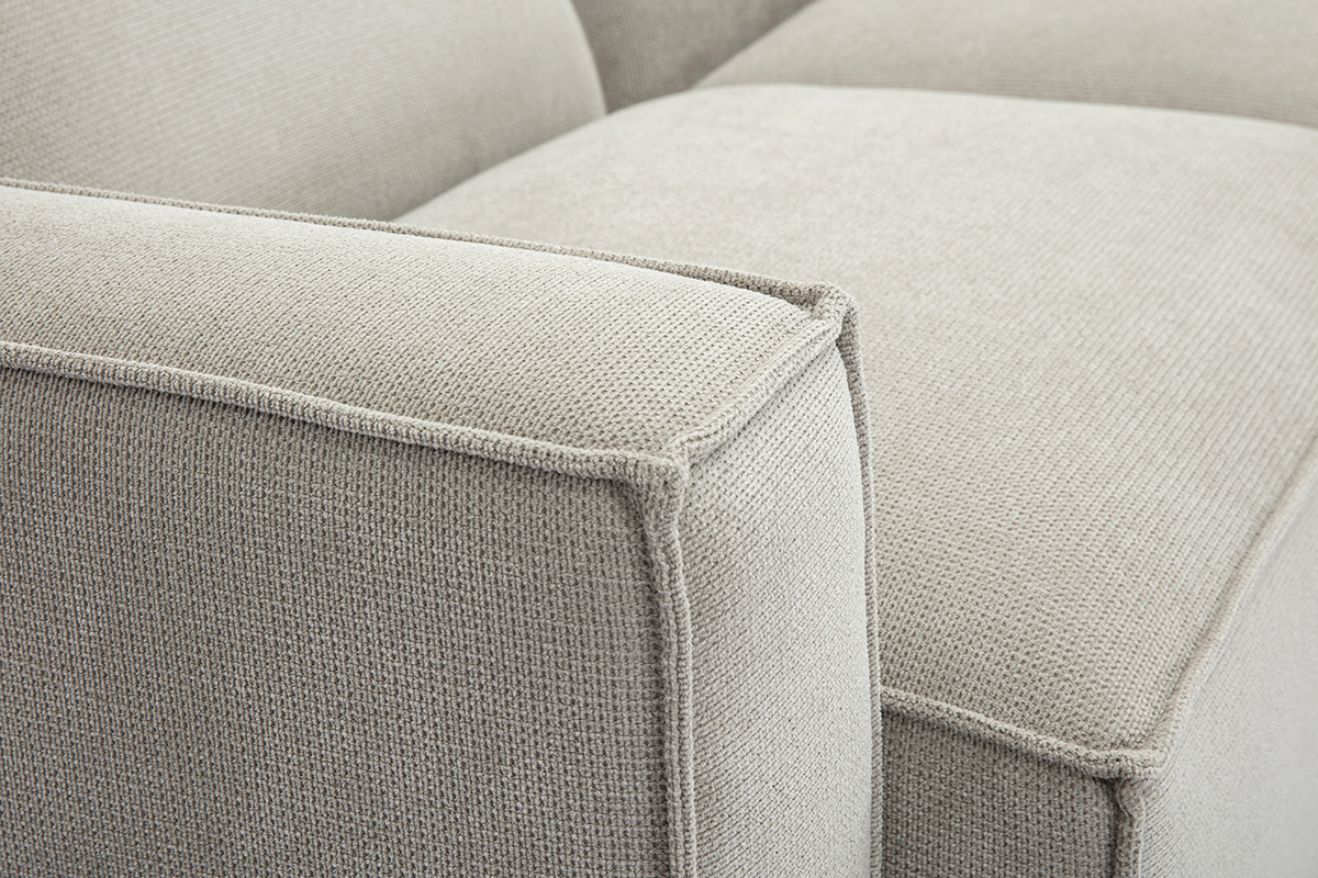 Canap d'angle modulable 5 places en tissu velours beige