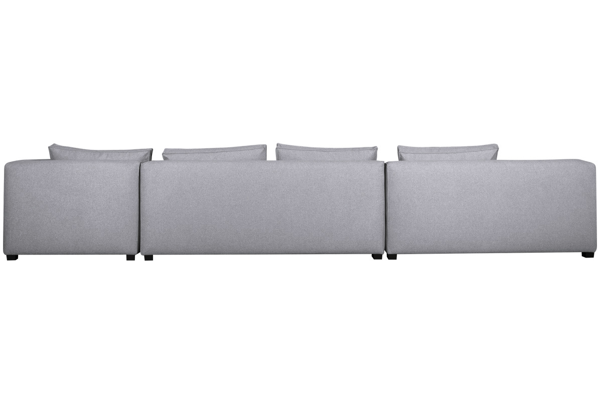 Canap d'angle modulable grand format 4 lments en tissu gris clair PLURIEL