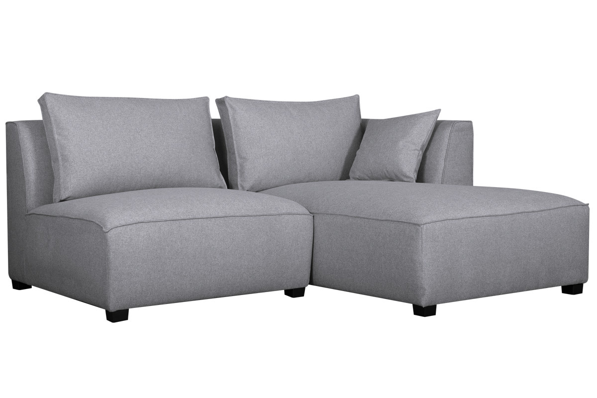 Canap d'angle modulable gris clair 2 lments en tissu gris clair PLURIEL