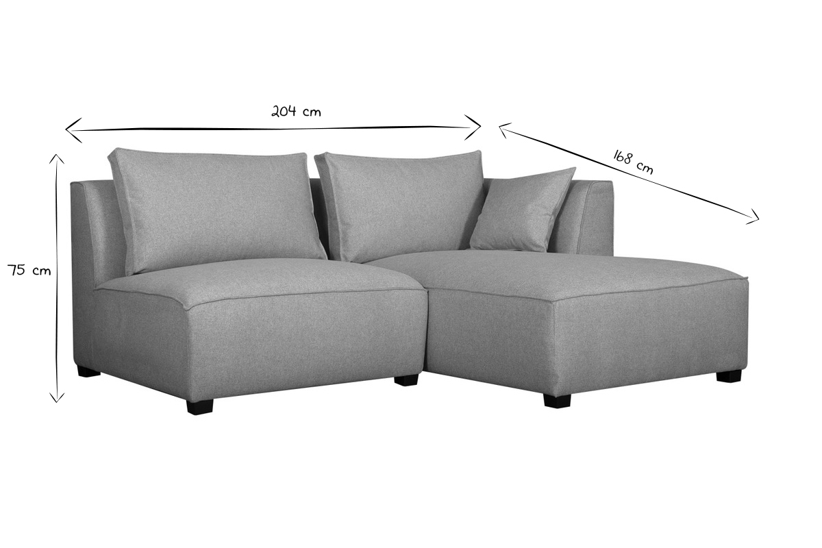 Canap d'angle modulable gris clair 2 lments en tissu gris clair PLURIEL