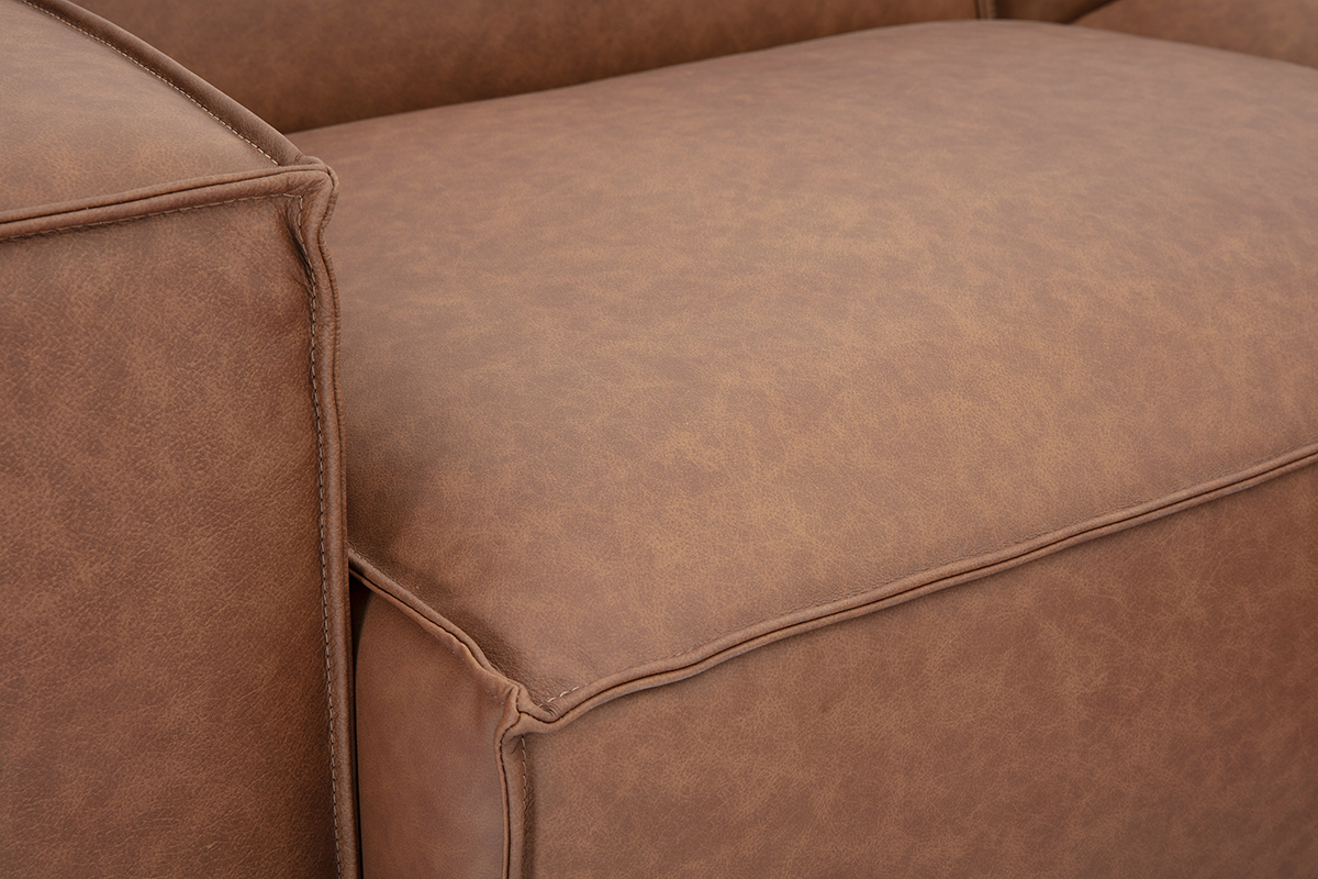 Zoom canap en cuir marron