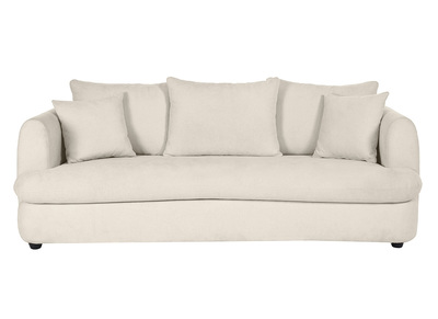 Canapé déhoussable 3-4 places design haricot en tissu effet velours beige clair SACHA