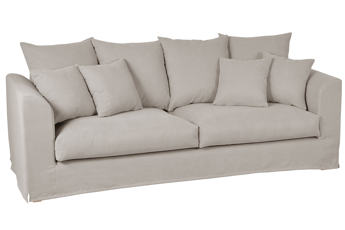 Canap� d�houssable 3 places en tissu coloris lin FEVER