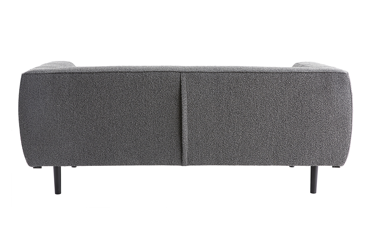 Canap� design 2-3 places en tissu effet laine boucl�e gris anthracite et bois noir MORRIS