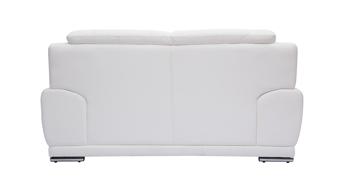Canapé design 2 places en cuir blanc et acier chromé TAMARA