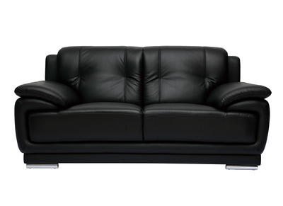 Canapé design 2 places en cuir noir et acier chromé TAMARA