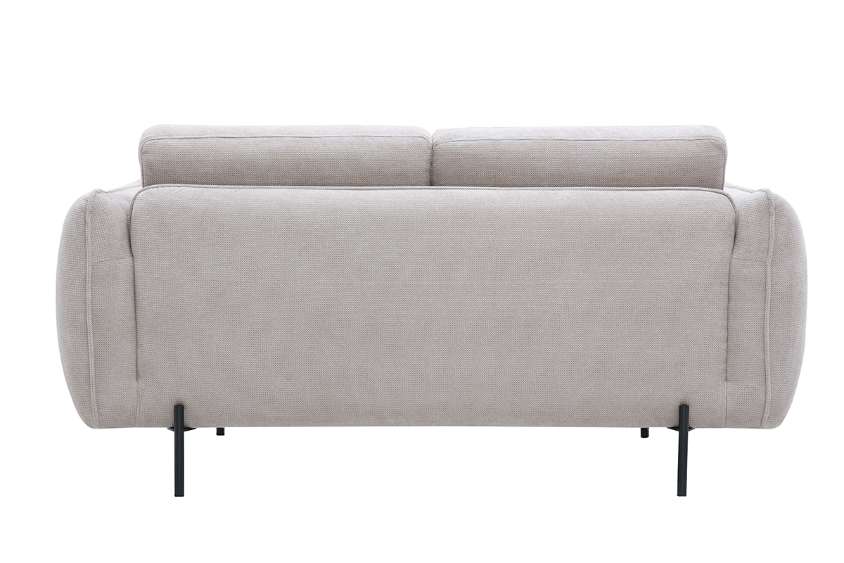 Canap� design 2 places en tissu chenille beige vue de dos avec pieds en m�tal noir