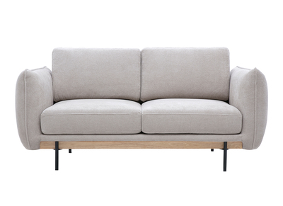 Canap&eacute; design 2 places en tissu chenille beige et m&eacute;tal noir TODD