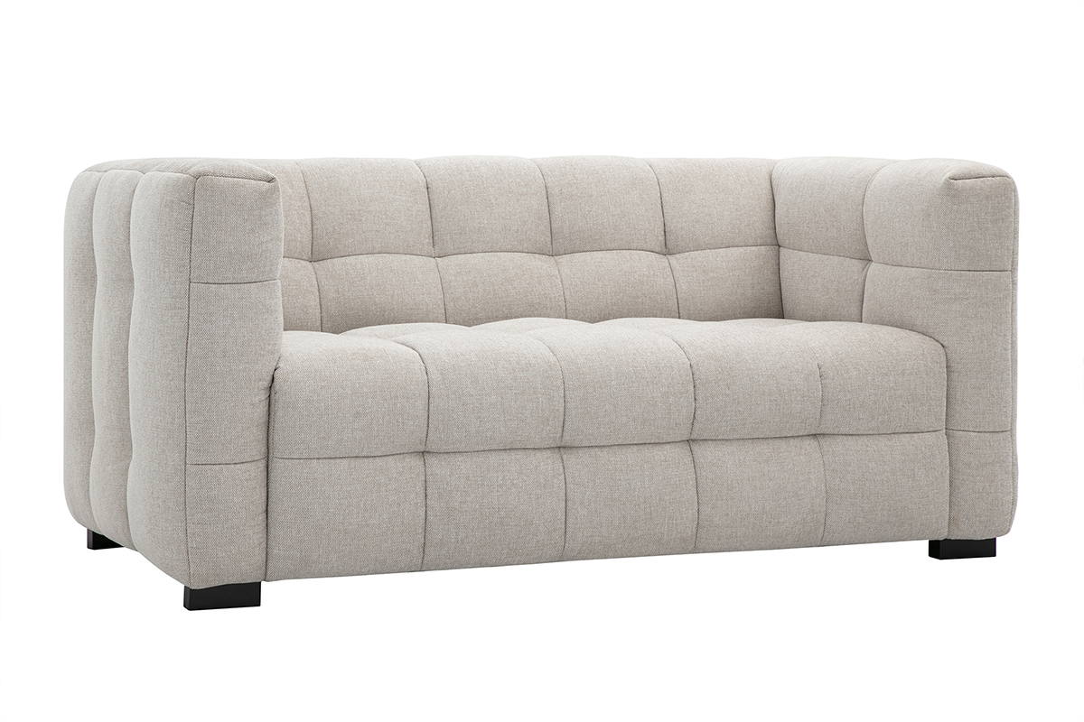 Canap design 2 places en tissu effet velours textur beige CORTO