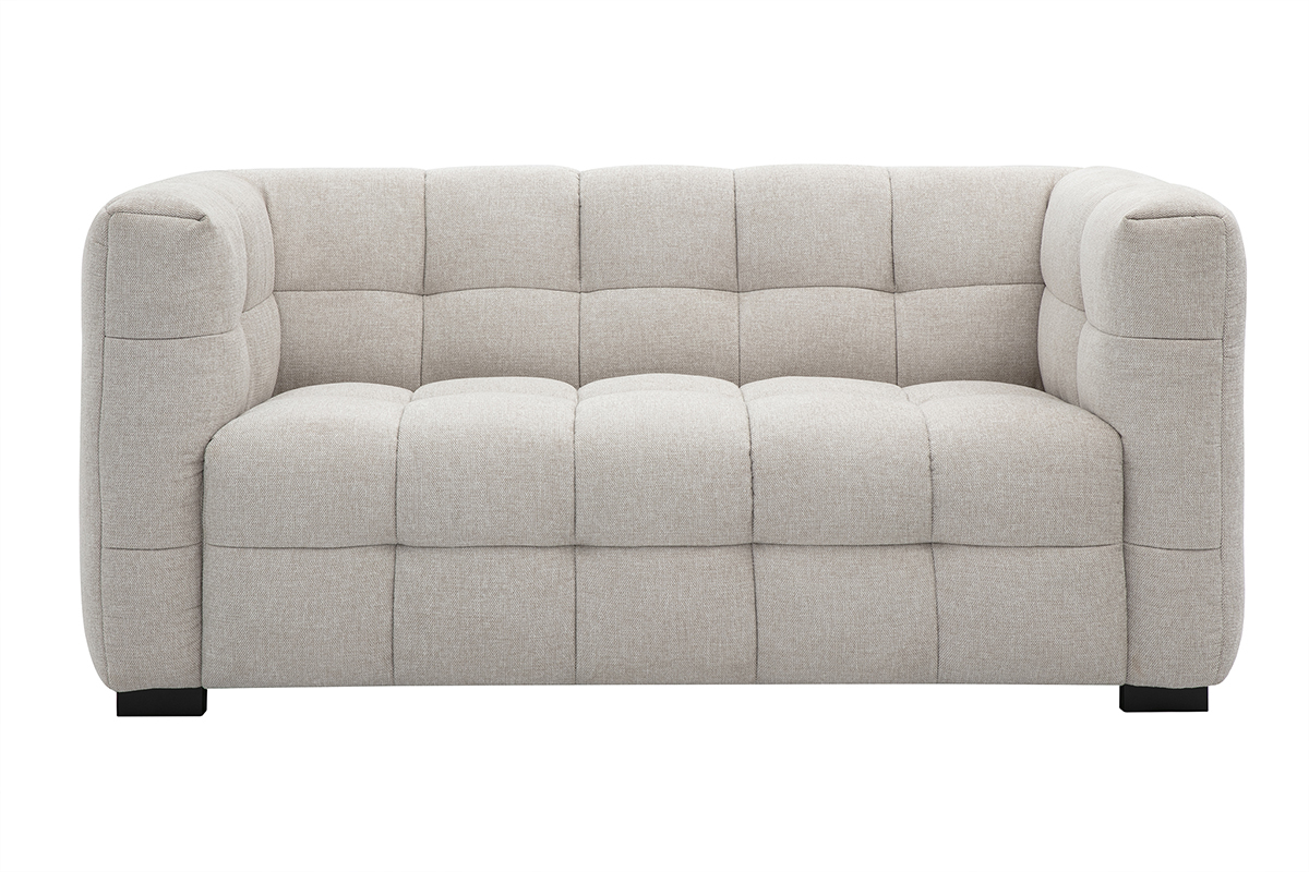 Canap design 2 places en tissu effet velours textur beige CORTO