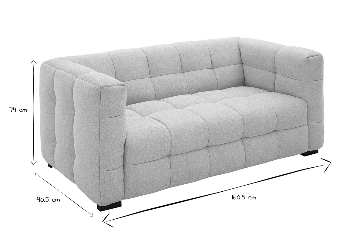 Canap design 2 places en tissu effet velours textur beige CORTO