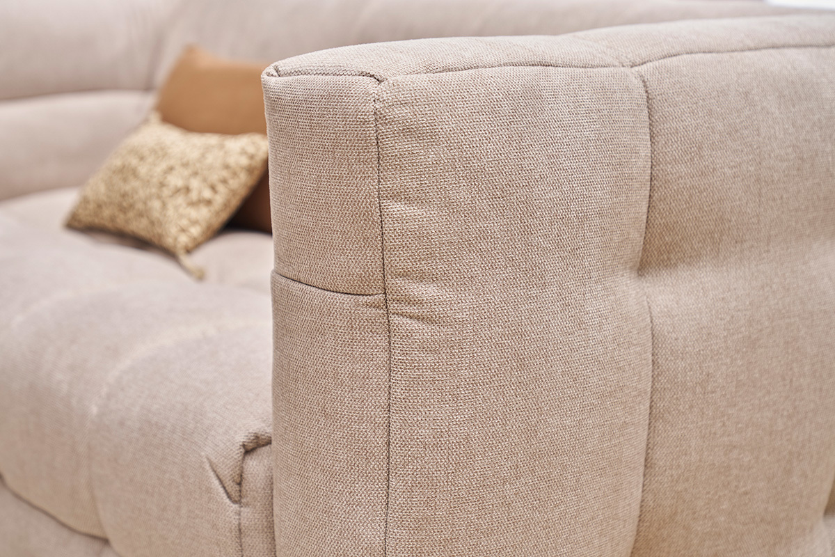 Canap design 2 places en tissu effet velours textur beige CORTO