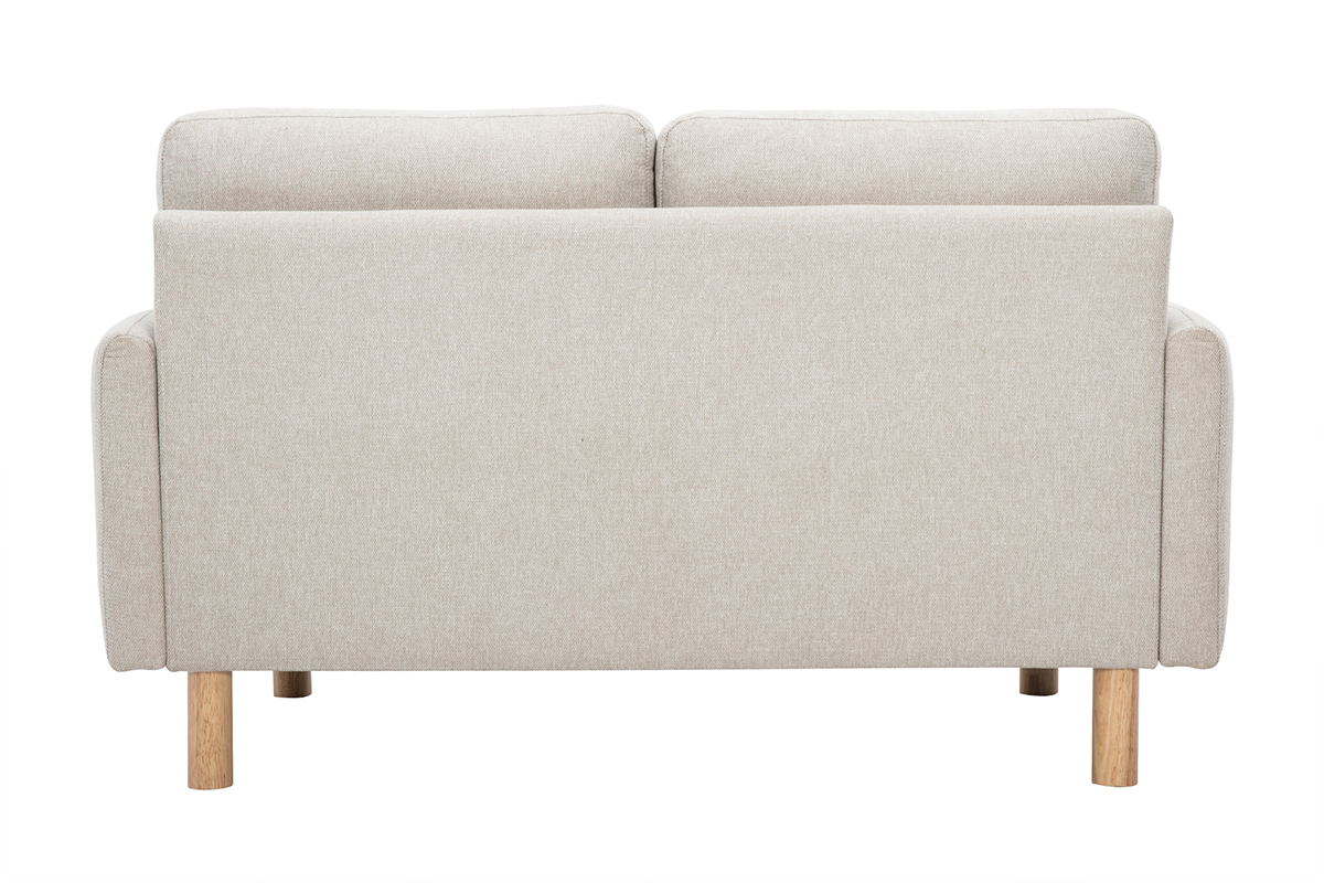 Canap� beige 2 places BONO, vue de dos, pieds en bois clair.