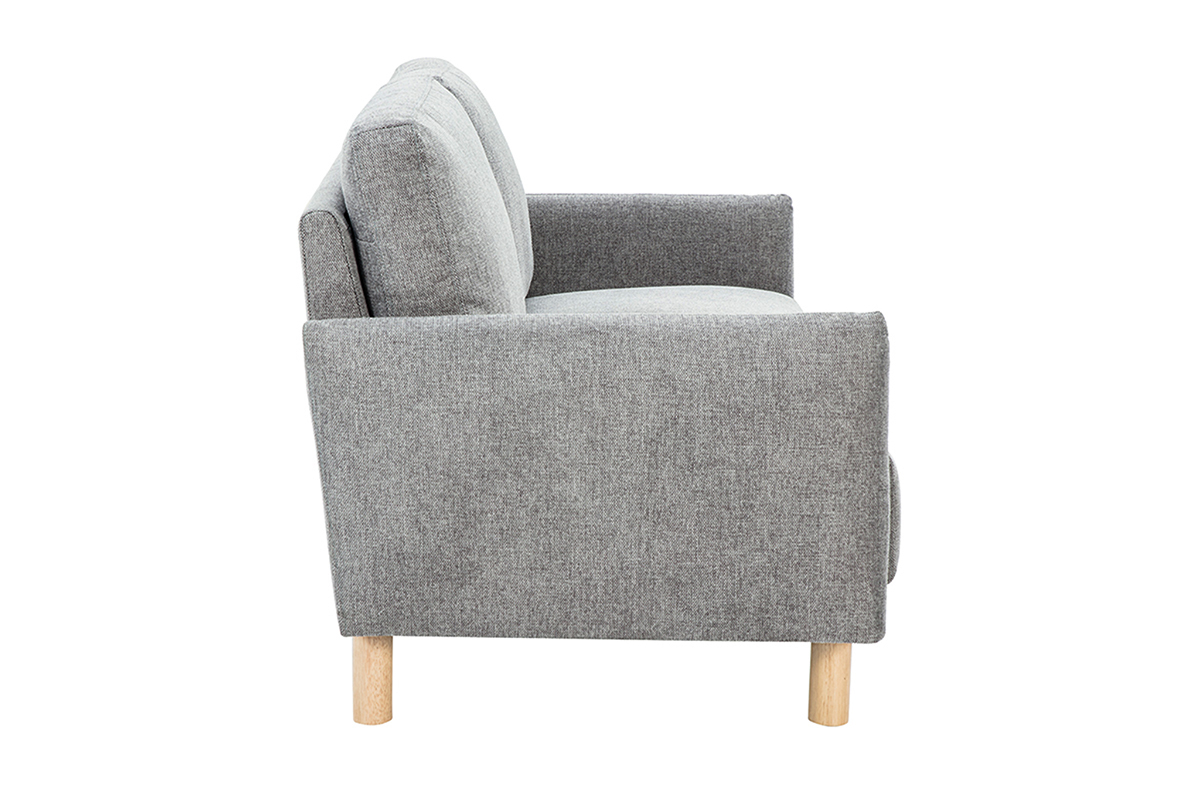Canap� 2 places BONO gris en tissu effet velours, vue de c�t�.